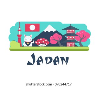 Vector Japan Travel Landmark. Infographic element for Japan traveling.