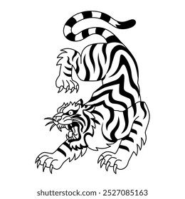 Vector Japanese Angry Tiger Illustration Tattoo Isolated