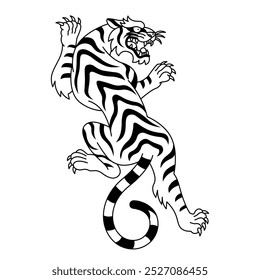 Vetor japonês irritado Tigre Ilustração Tatuagem isolada