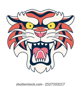 Vetor japonês irritado Tigre Ilustração Tatuagem isolada