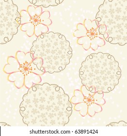 vector japanese background with traditional ornament and cherry blossom