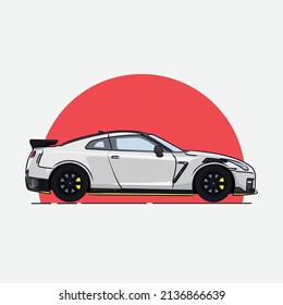 Vector Japanese Cars. GTR 35. White Cars. Sports Cars