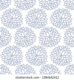 Vector Japanese, Chinese blue floral seamless pattern. Traditional ornament background for textile and surface design, package, wallpaper, web page backdrop, wrapping paper print.