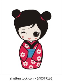 Vector Japanese Doll
