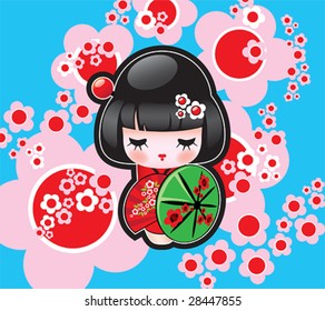 Vector Japanese Doll