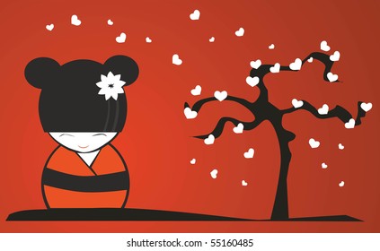 Vector Japanese Doll