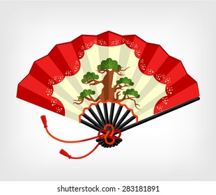 Vector Japanese fan flat illustration