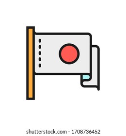 Vektorillustration Japanisches Flag flach Linie Symbol.