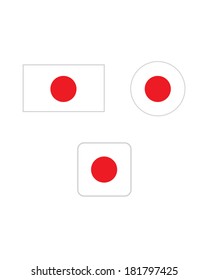 Vector Japanese Flag and Icon Set