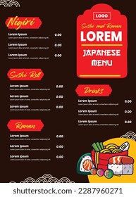 vector of japanese food menu for template design 