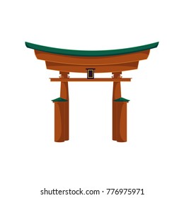 vector japanese gate or torii gate. Flat style national traditional eastern building, landmark icon. Isolated illustration on a white background.