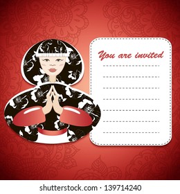 Vector Japanese Geisha. Invitation.