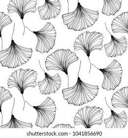 Vector japanese gingko beautiful background. Floral textile decoration. Vintage leaf pattern. Interior design.  Bohemian tropical leaves.