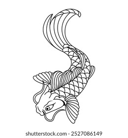 Vetor japonês Koi Fish ilustração tatuagem isolado