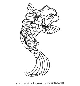 Vetor japonês Koi Fish ilustração tatuagem isolado