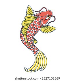 Vetor japonês Koi Fish ilustração tatuagem isolado