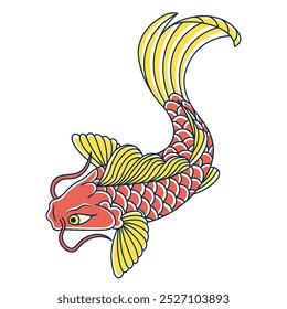 Vetor japonês Koi Fish ilustração tatuagem isolado