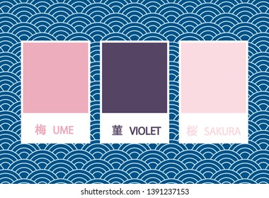 vector of Japanese Reiwa color include ume violet and sakura color