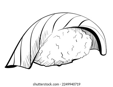 Vector Japanese roll with fish and rice