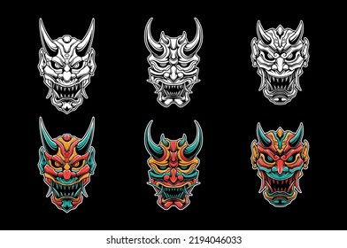 Vector Japanese samurai mask vector design illustration