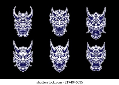 Vector Japanese samurai mask vector design illustration