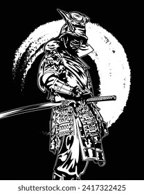 Vector japanese samurai warrior vector illustration