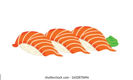 Vector Japanese sushi salmon sashimi