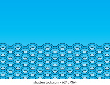 Vector japanese waves seamless pattern