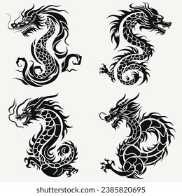 vector Japanese-style dragon geometric art