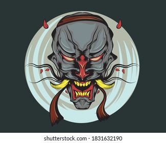 vector japanesse oni skull pirates 