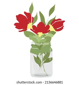 Vector Jar con flores sobre fondo transparente