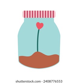 Frasco vectorial con una planta de amor dentro
