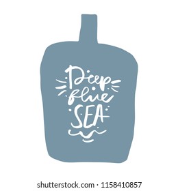 Vector jar symbol, message in the bottle, hand lettered marine label. Scandinavian style art. Nursery print, poster, card, t-shirt and other.