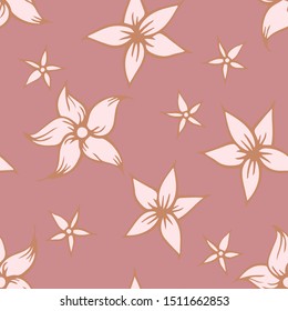 Vector Jasminum Florals on Antique Pink seamless pattern background.