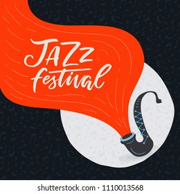 Vector Jazz festival poster template with saxophone. Perfect for music events, jazz concerts.