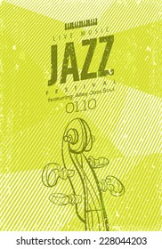 Vector Jazz music poster template. Green Abstract background made with lines. Instant color change. Texture effects can be turned off.