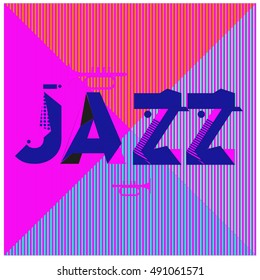 Vector jazz music poster template. Design background and layout with 90s Memphis style