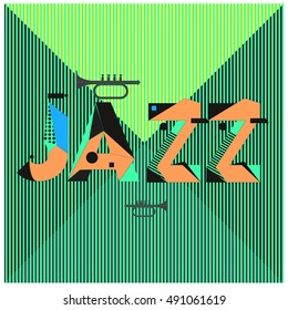 Vector jazz music poster template. Design background and layout with 90s Memphis style