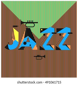 Vector jazz music poster template. Design background and layout with 90s Memphis style