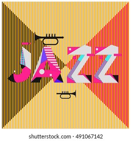 Vector jazz music poster template. Design background and layout with 90s Memphis style