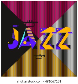 Vector jazz music poster template. Design background and layout with 90s Memphis style