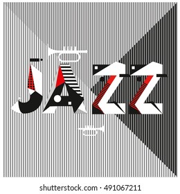 Vector jazz music poster template. Design background and layout with 90s Memphis style