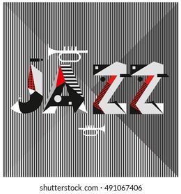 Vector jazz music poster template. Design background and layout with 90s Memphis style