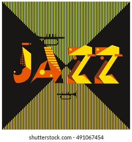 Vector jazz music poster template. Design background and layout with 90s Memphis style