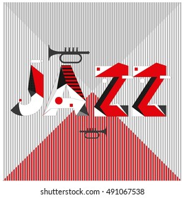 Vector jazz music poster template. Design background and layout with 90s Memphis style