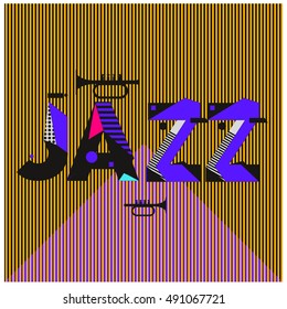 Vector jazz music poster template. Design background and layout with 90s Memphis style