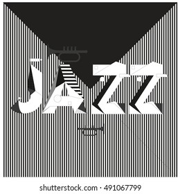 Vector jazz music poster template. Design background and layout with 90s Memphis style