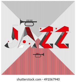 Vector jazz music poster template. Design background and layout with 90s Memphis style