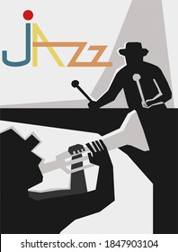 vector Jazz poster with handwritten text, players. for jazz festival posters, t-shirt or other prints