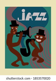 vector of jazz poster with stylized jazzmen